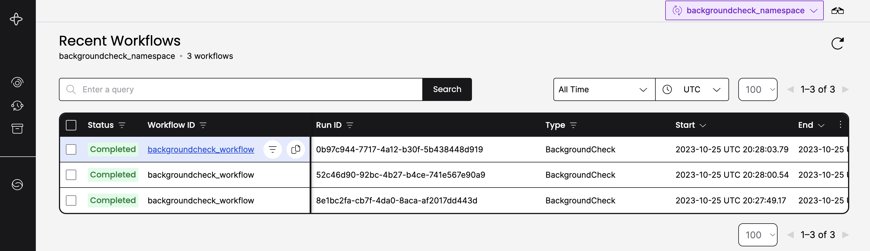 Select a Workflow Execution from the Workflows page